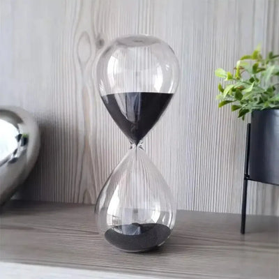 Ampulheta em Vidro com Areia 30 Minutos Preta Mart