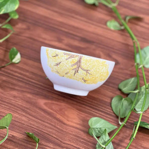 Aparelho de Jantar Cerâmica Ypê Amarelo com Filete de Ouro 30 Peças Scalla