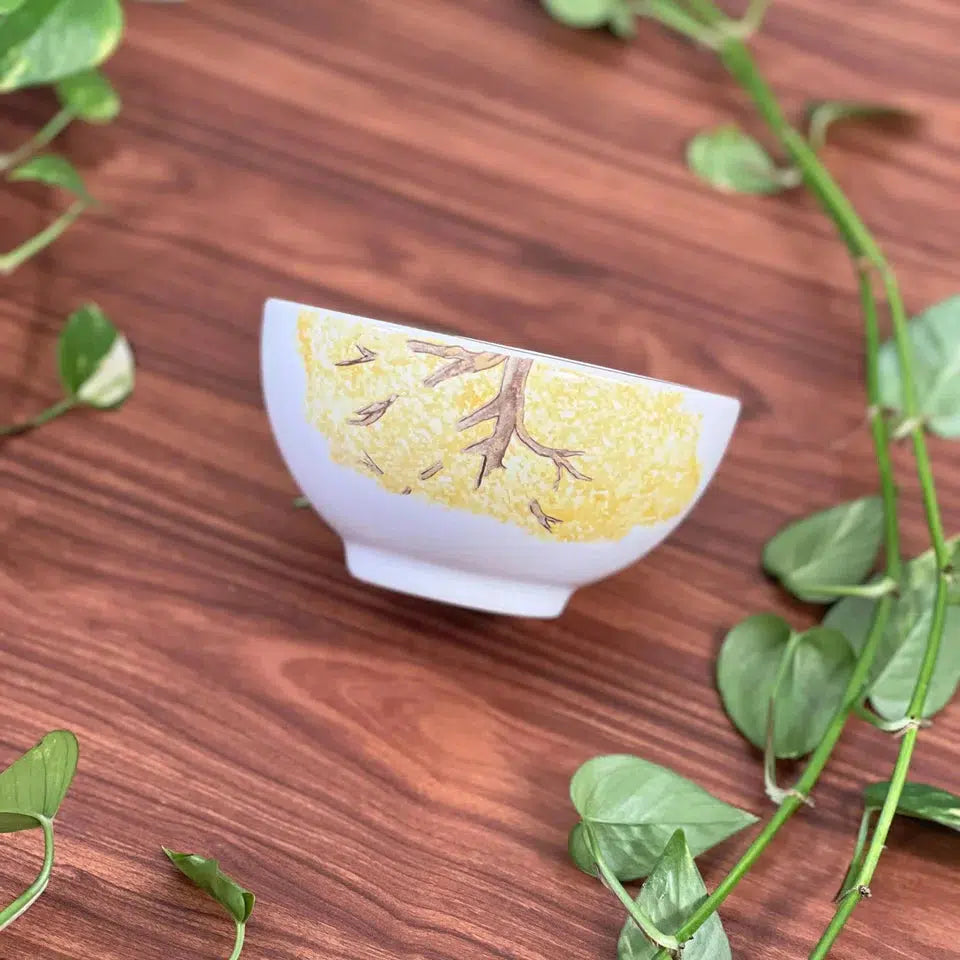 Aparelho de Jantar Cerâmica Ypê Amarelo com Filete de Ouro 30 Peças Scalla