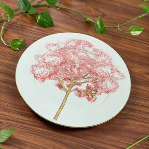 Aparelho de Jantar Cerâmica Ypê Rosa com Filete de Ouro 30 Peças Scalla