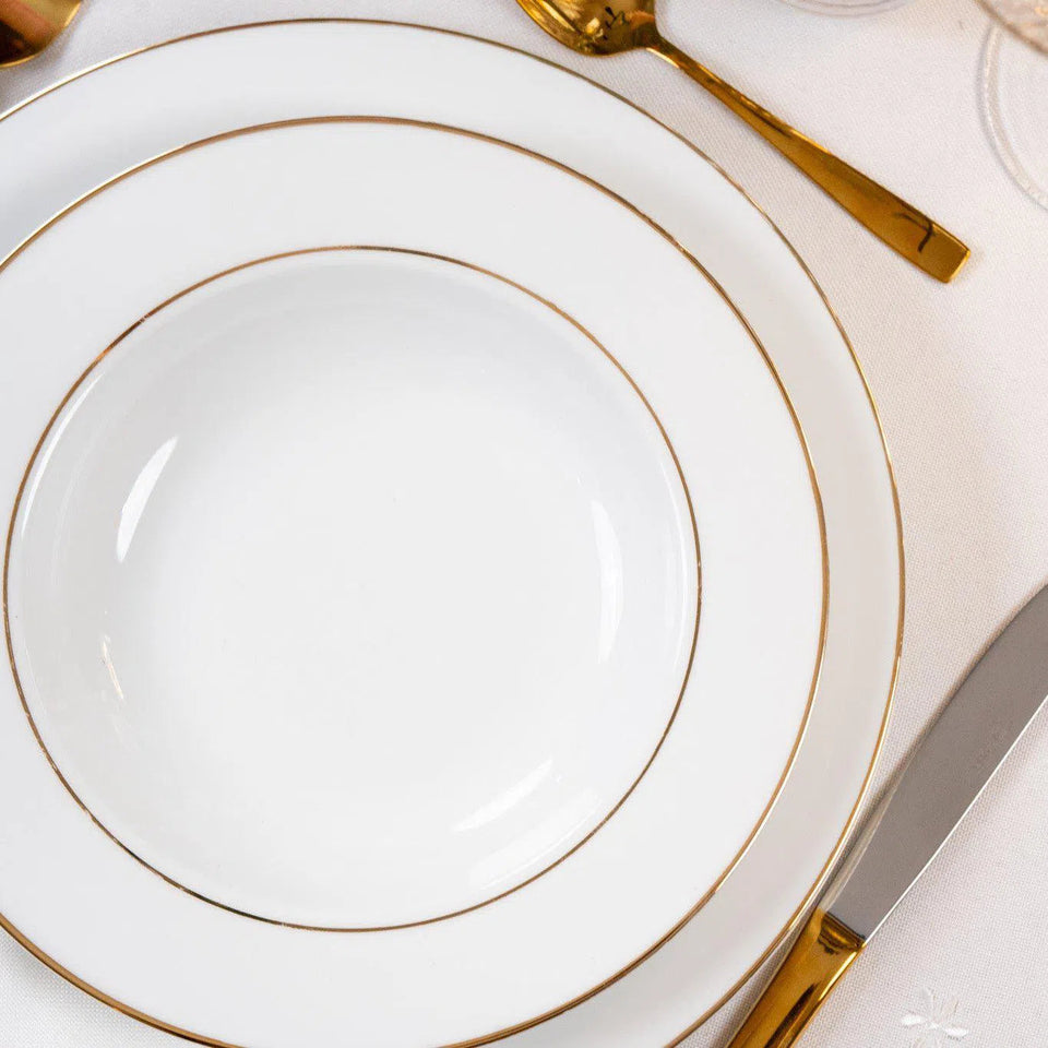 Aparelho de Jantar Majesty Gold 42Pçs New Bone China L'Hermitage