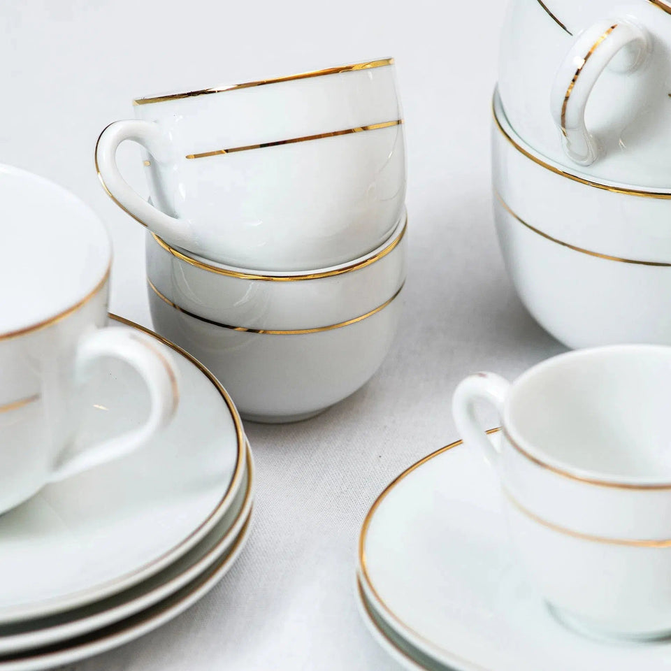 Aparelho de Jantar Majesty Gold 42Pçs New Bone China L'Hermitage