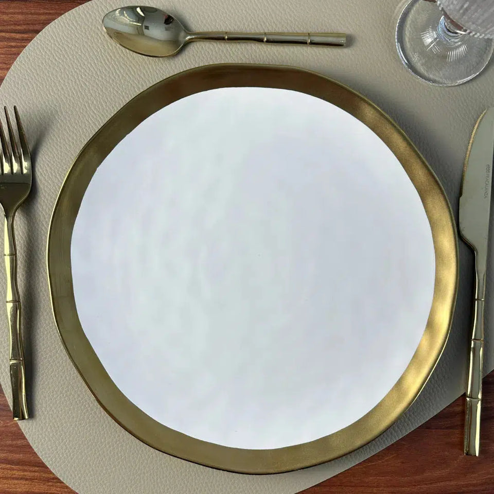 Aparelho de Jantar Porcelana Dubai Branco/Dourado 30 Peças Wolff