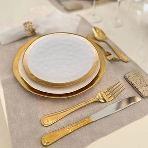 Aparelho de Jantar Porcelana Dubai Branco/Dourado 30 Peças Wolff