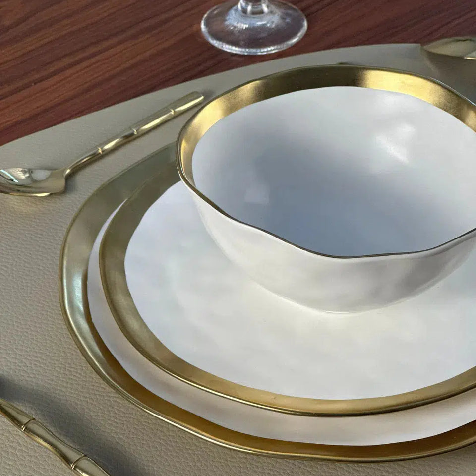 Aparelho de Jantar Porcelana Dubai Branco/Dourado 30 Peças Wolff