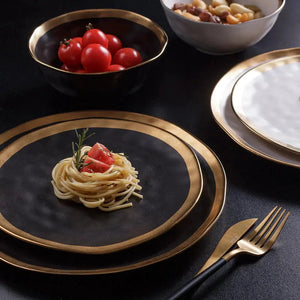 Aparelho de Jantar Porcelana Dubai Preto/Dourado 30 Peças Wolff