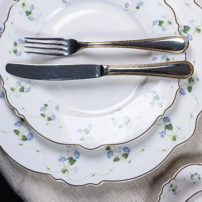 Aparelho de Jantar Royal Romantic 42Pçs New Bone China Filado Dourado L'Hermitage