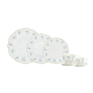 Aparelho de Jantar Royal Romantic 42Pçs New Bone China Filado Dourado L'Hermitage