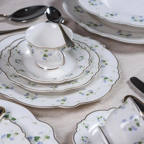 Aparelho de Jantar Royal Romantic 42Pçs New Bone China Filado Dourado L'Hermitage
