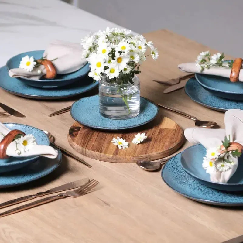 Aparelho de Jantar Stoneware Orgânico Petroleum/Night Sky 16 Peças Porto Brasil