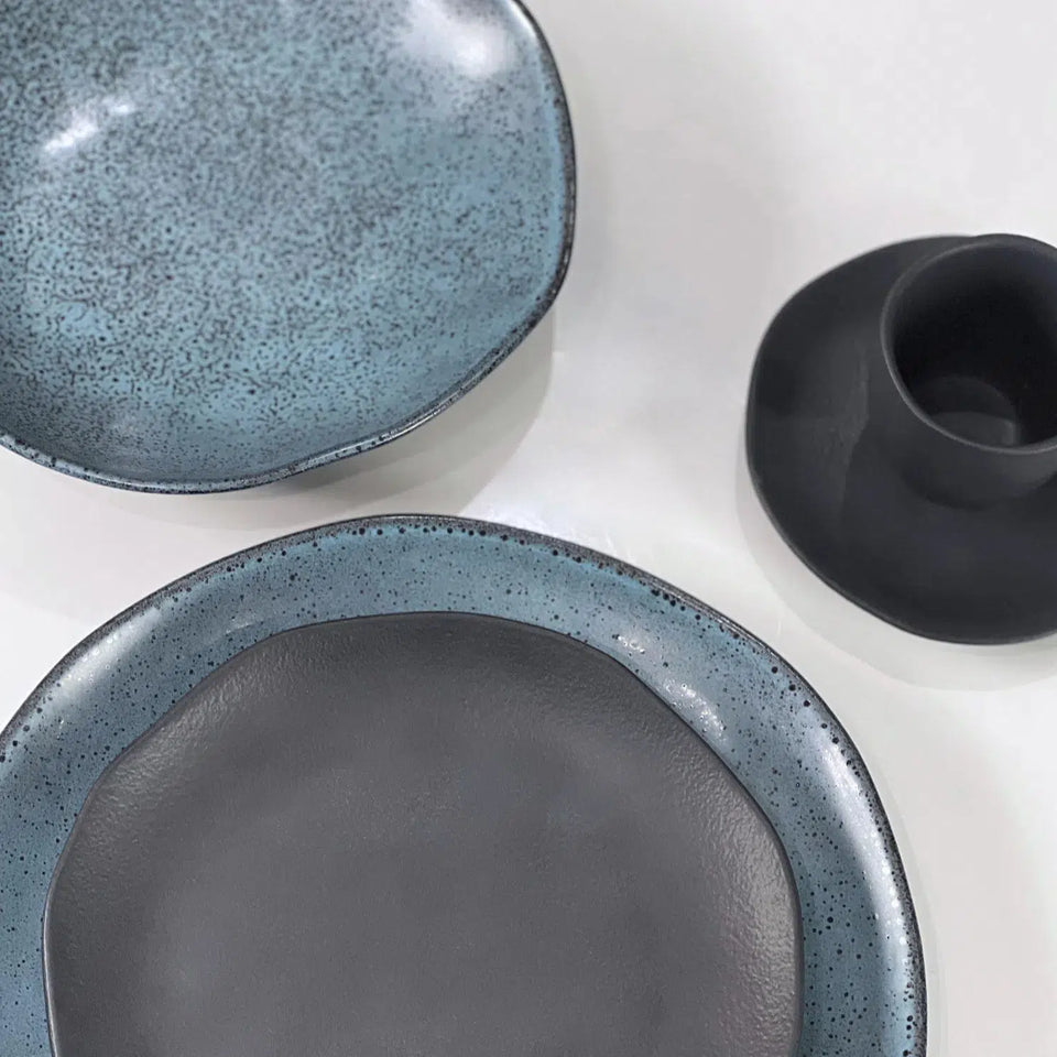 Aparelho de Jantar Stoneware Porto Brasil Mix & Match - Petroleum & Preto Matte (30 Peças)