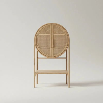 Armário Circular Adega Mandola Rattan Trançado Bahali 160x90x40cm