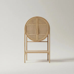 Armário Circular Adega Mandola Rattan Trançado Bahali 160x90x40cm