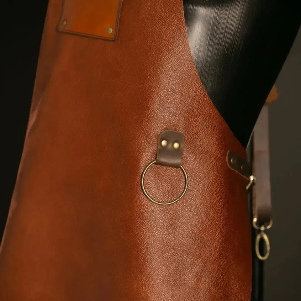 Avental Artemano em Couro Modelo Parrillero Terracota