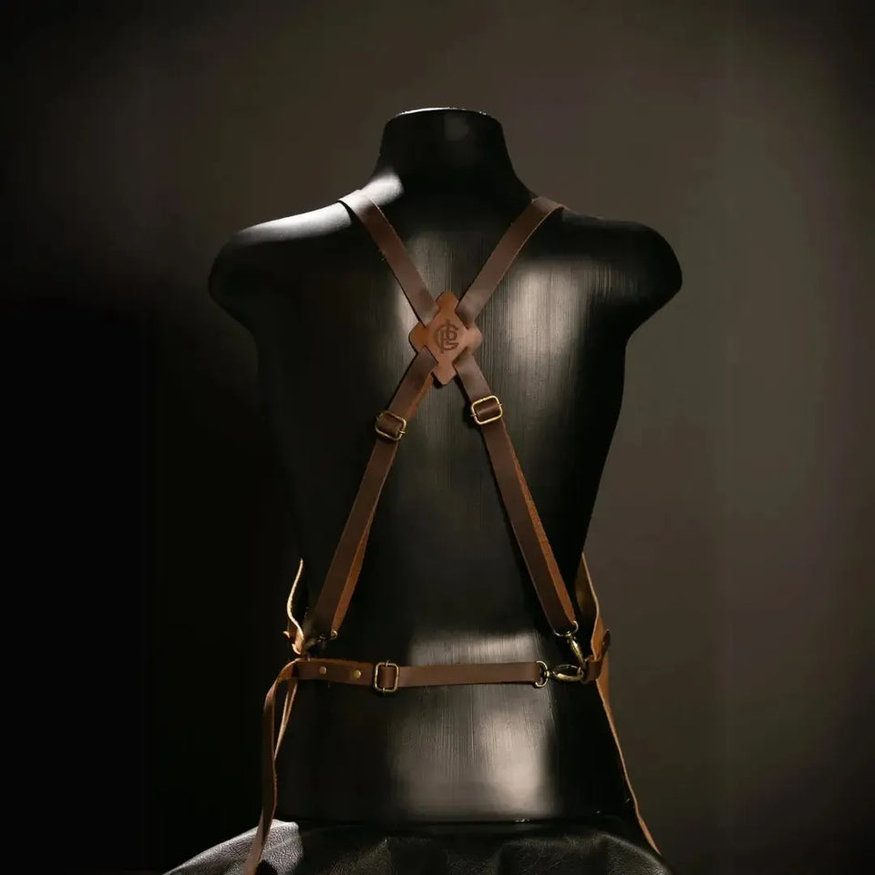 Avental Artemano em Couro Modelo Parrillero Terracota