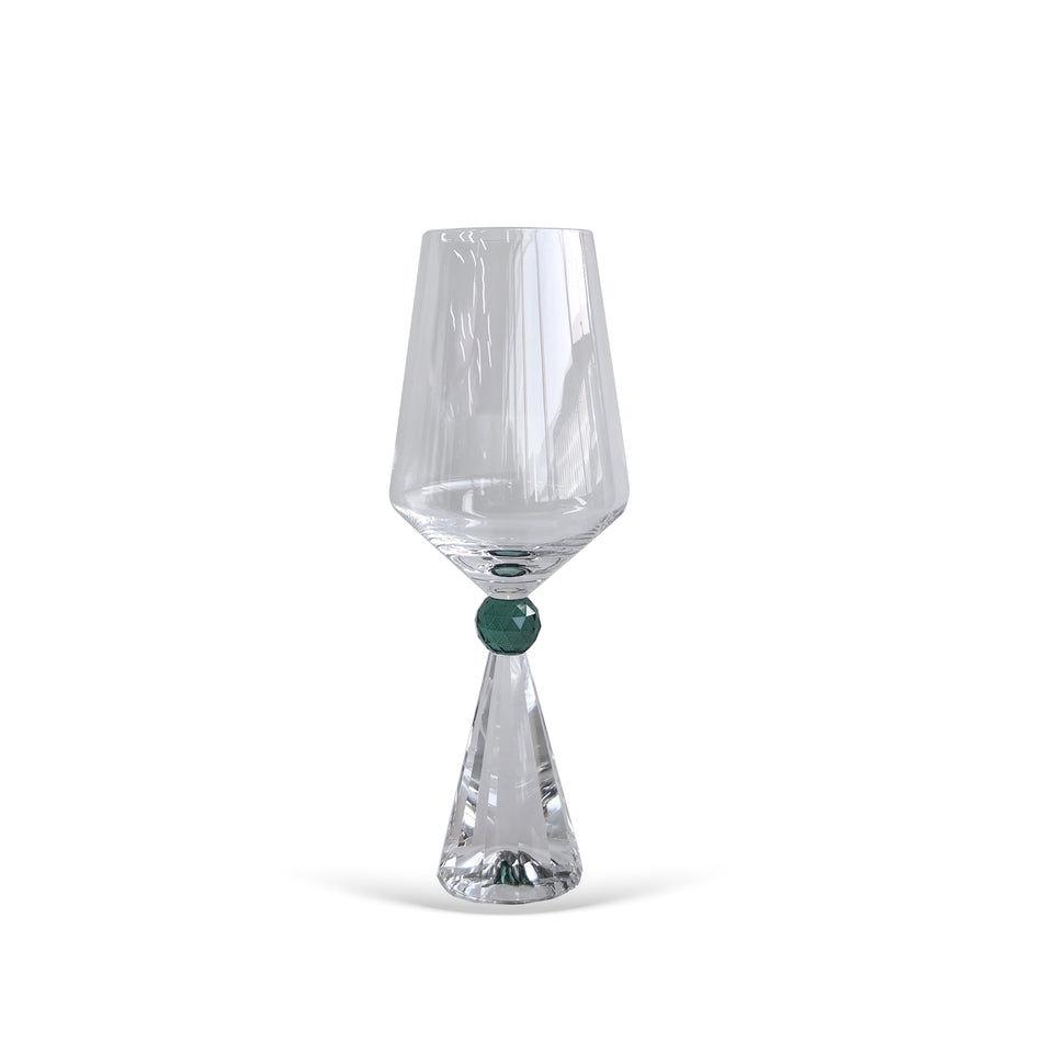 Jogo 6 Taças de Vinho em Vidro com Esfera Verde Pure Linha Sintonia 595ml