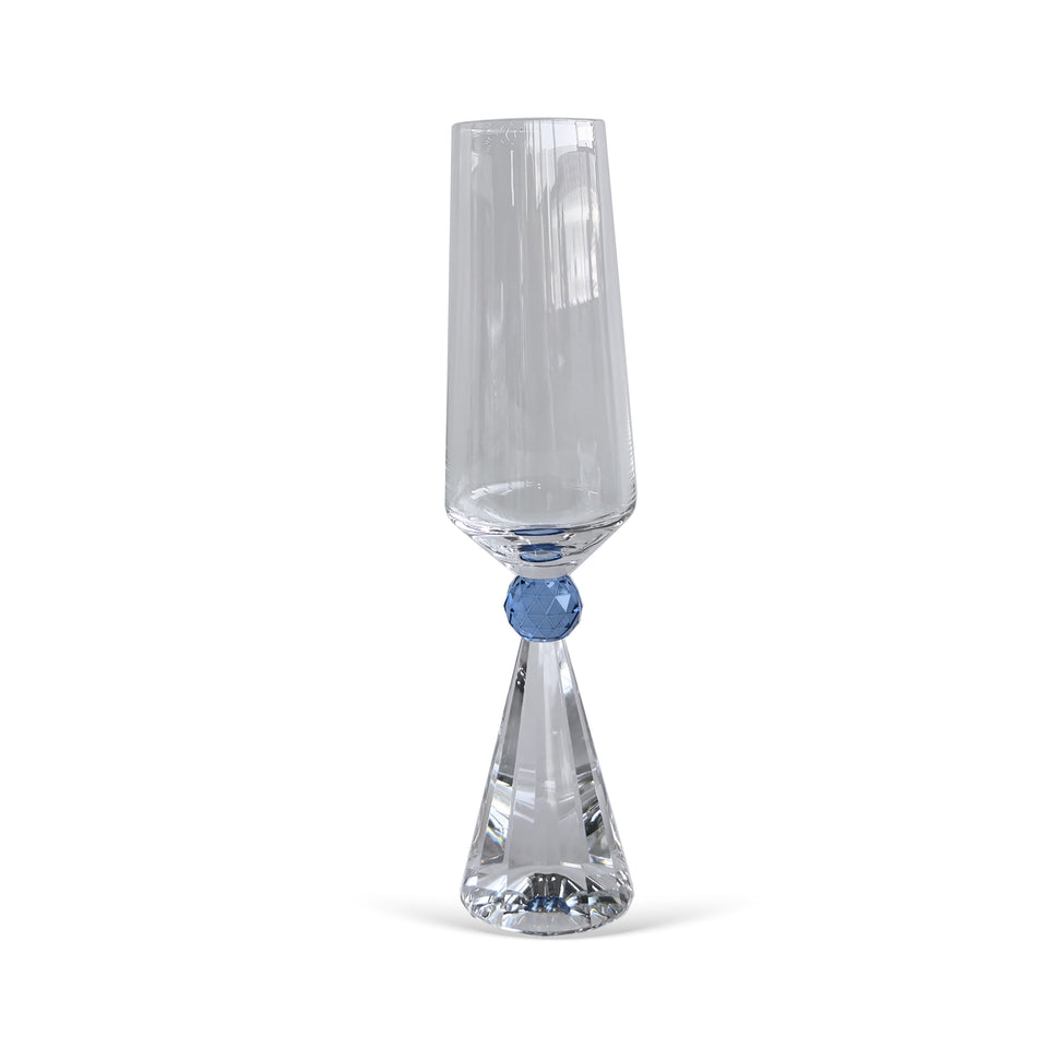 Jogo 6 Taças de Champanhe em Vidro com Esfera Azul Pure Linha Sintonia 305ml