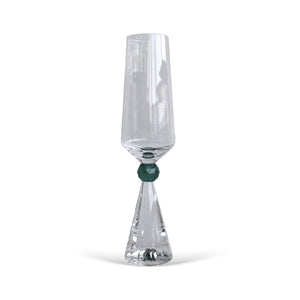 Jogo 6 Taças de Champanhe em Vidro com Esfera Verde Pure Linha Sintonia 305ml