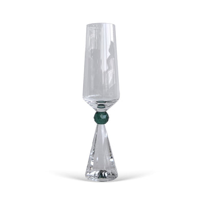 Jogo 6 Taças de Champanhe em Vidro com Esfera Verde Pure Linha Sintonia 305ml