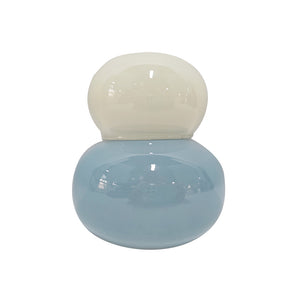 Mini Garrafa Decorativa Azul e Branca Linha Contour