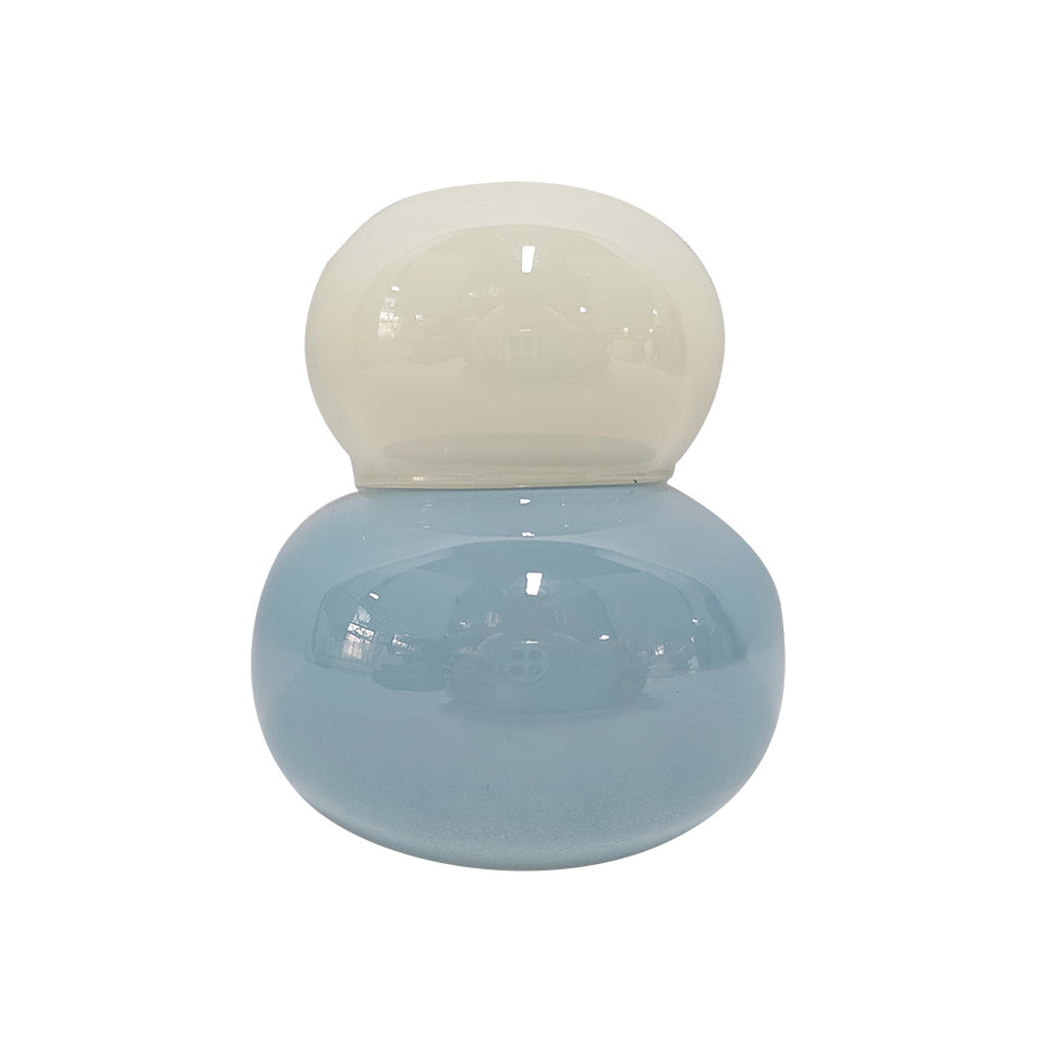 Mini Garrafa Decorativa Azul e Branca Linha Contour