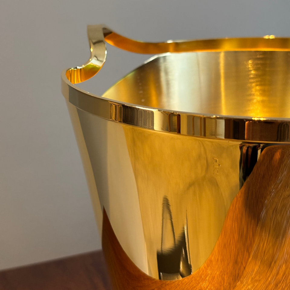 Balde p/ Champagne Craquele Inox com Revestimento em Ouro 24k Frozen Riva