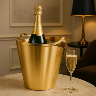 Balde p/ Champagne Craquele Inox com Revestimento em Ouro 24k Frozen Riva