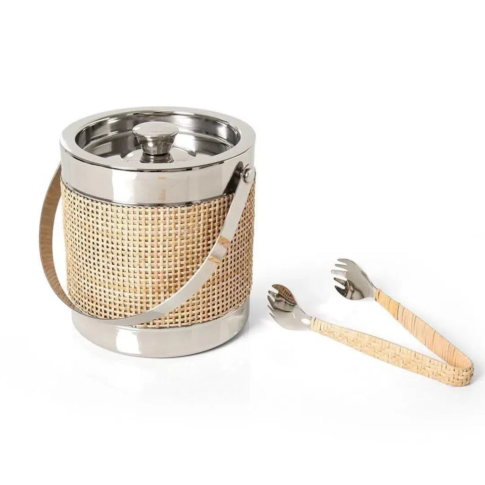 Balde p/ Gelo com Pegador Sam Aço Inox Revestido Rattan