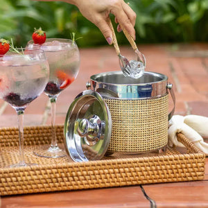 Balde p/ Gelo com Pegador Sam Aço Inox Revestido Rattan