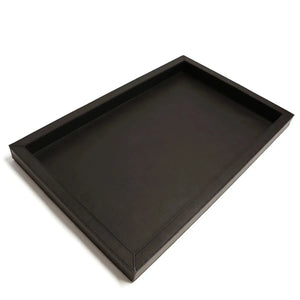 Bandeja Agata Grande MDF 43x26,4 Couro Vegano Montana Preta
