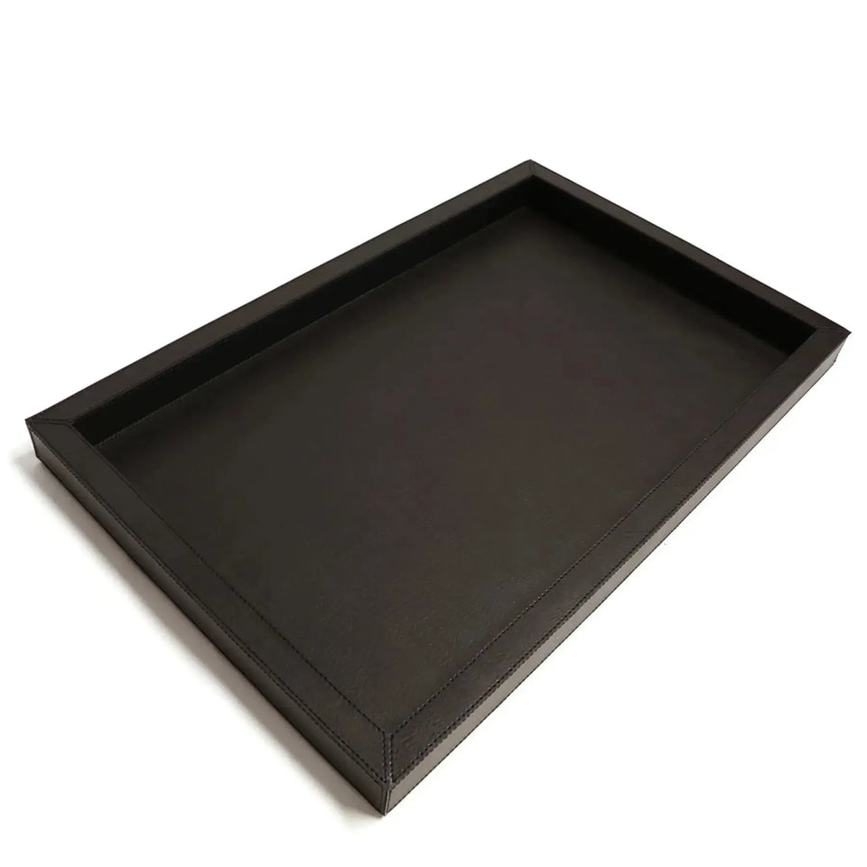 Bandeja Agata Grande MDF 43x26,4 Couro Vegano Montana Preta