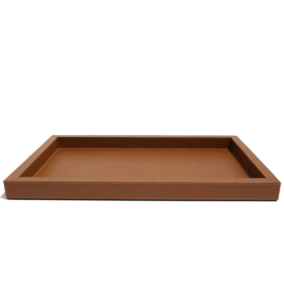 Bandeja Agata Grande MDF 55x35 Couro Vegano Montana Havana