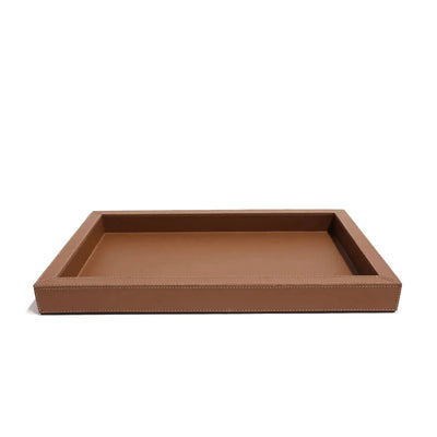 Bandeja Agata Pequena MDF 43x26,4 Couro Vegano Montana Havana