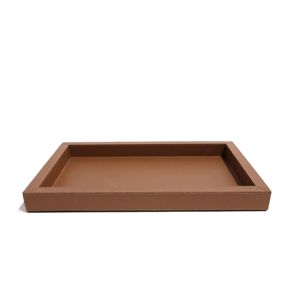 Bandeja Agata Pequena MDF 43x26,4 Couro Vegano Montana Havana
