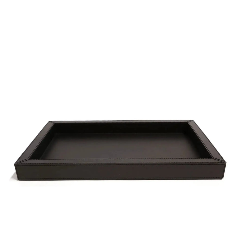 Bandeja Agata Pequena MDF 43x26,4 Couro Vegano Montana Preta