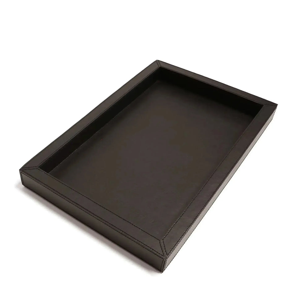 Bandeja Agata Pequena MDF 43x26,4 Couro Vegano Montana Preta