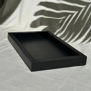 Bandeja Agata Pequena MDF 43x26,4 Couro Vegano Montana Preta