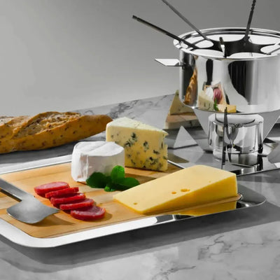 Bandeja Atri Inox com Madeira Riva