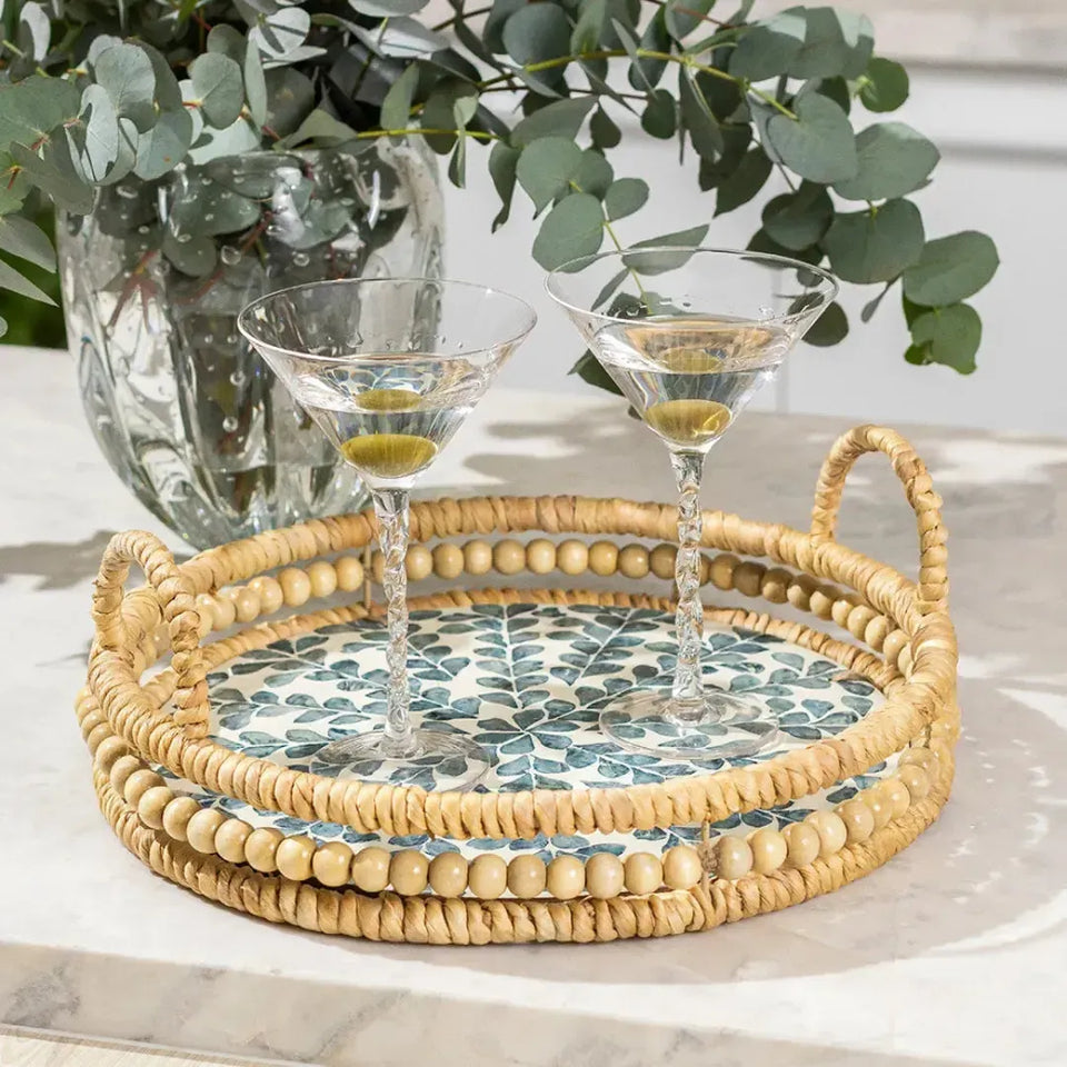 Bandeja Circular Fiber Shell Wood 37cm