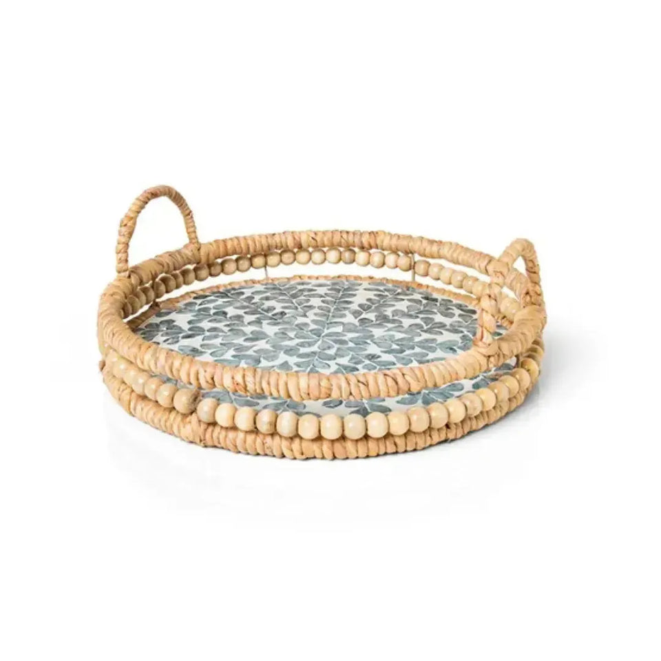 Bandeja Circular Fiber Shell Wood 37cm