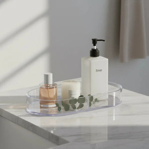 Bandeja Decorativa Oval Acrílico Transparente 40x20cm Tuut