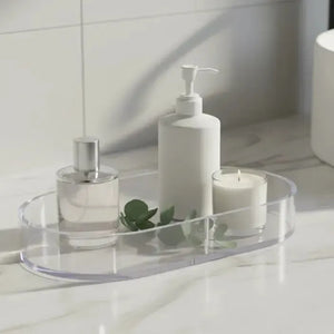 Bandeja Decorativa Oval Acrílico Transparente 40x20cm Tuut
