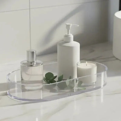 Bandeja Decorativa Oval Acrílico Transparente 40x20cm Tuut