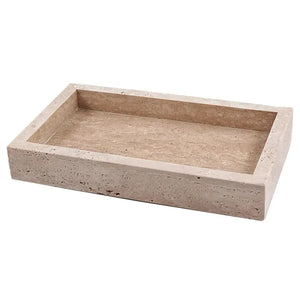 Bandeja Decorativa de Pedra Travertino Bege 3x20x11,8cm