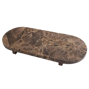 Bandeja Decorativa de Pedra Travertino Marrom 3x35x15cm