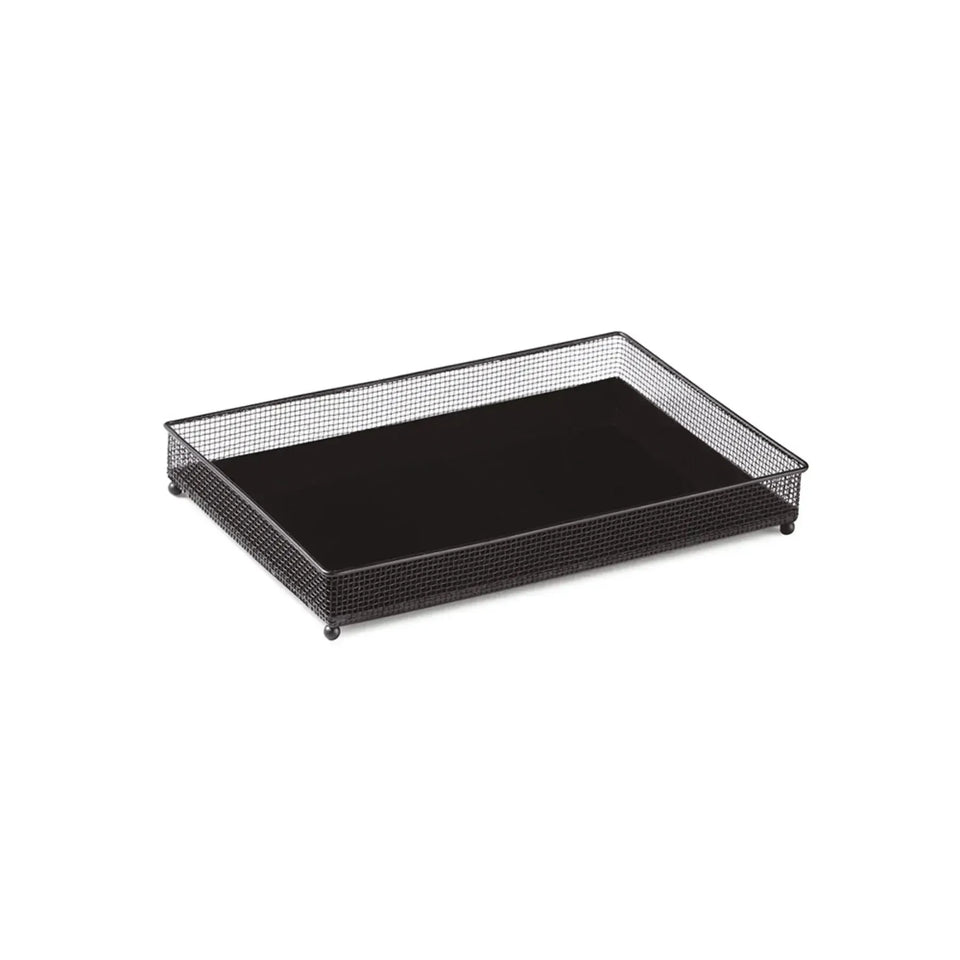 Bandeja Grande Metal e Vidro Preto 4x16,5x11,5cm Mart