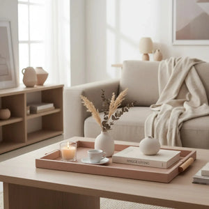 Bandeja Grande em MDF com PU Rosé 3,5x32,5x52cm Mart