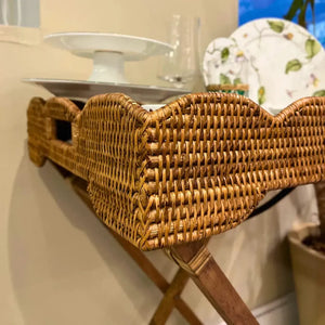 Bandeja Grande em Rattan com Pés Bahali 65x45x75cm