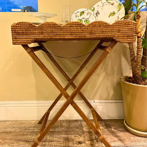 Bandeja Grande em Rattan com Pés Bahali 65x45x75cm