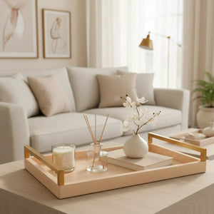 Bandeja Média em MDF com PU Bege 6,5x27x39,5cm Mart